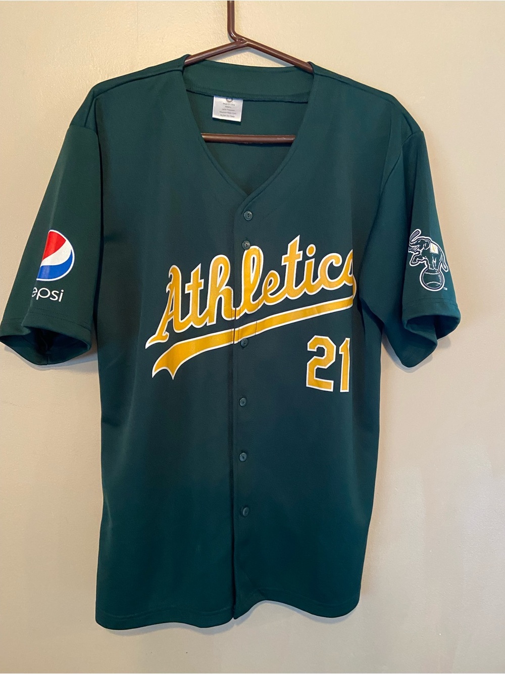 Oakland Athletics Green Team Button-Up Jersey - #21